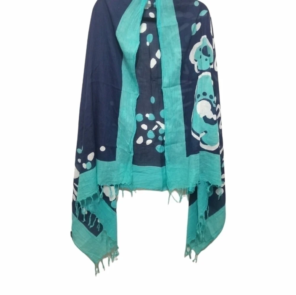 Mila Schon Concept Scarf, Colors Teal,Blue and White.